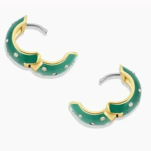 Gorjana Noel Emerald Huggie Hoop Earrings New - Picture 2 of 7